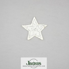 IRON-ON SEQUIN STAR EMBROIDERED MOTIF - WHITE