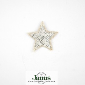 IRON-ON SEQUIN STAR EMBROIDERED MOTIF - SILVER