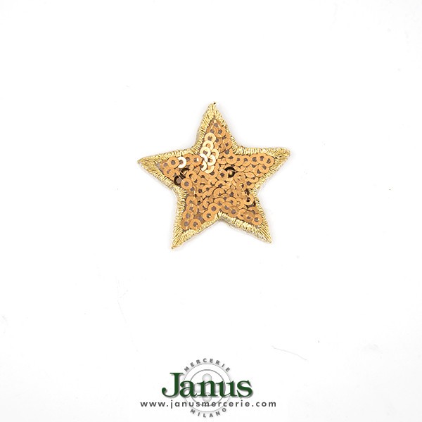 IRON-ON SEQUIN STAR EMBROIDERED MOTIF - GOLD