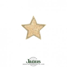 IRON-ON SEQUIN STAR EMBROIDERED MOTIF - BEIGE