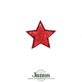 IRON-ON SEQUIN STAR EMBROIDERED MOTIF - RED