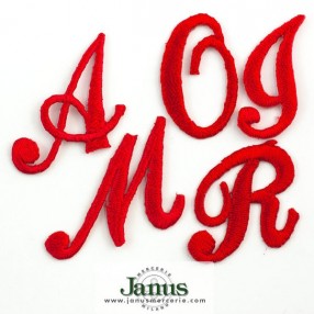 EMBROIDERED ALPHABET CURSIVE LETTERS 25MM - RED