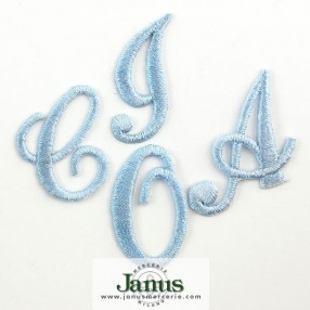 EMBROIDERED ALPHABET LETTERS 25MM - LIGHT BLUE