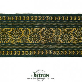 INDIAN JACQUARD TRIMMING 90MM GREEN-GOLD