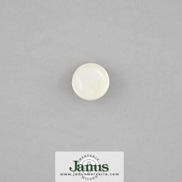 POLYESTER DOME BUTTON WITH METAL SHANK - WHITE