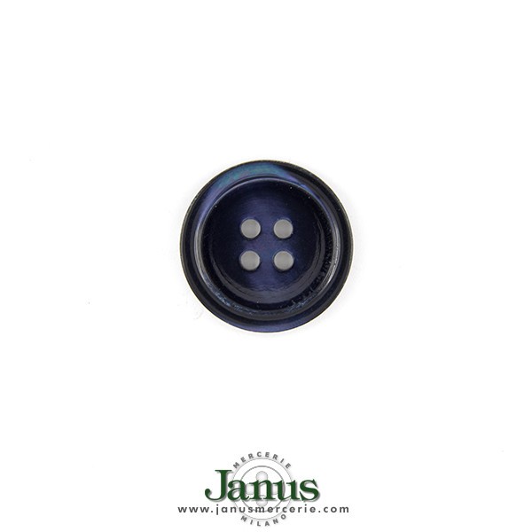 4-HOLES AUSTRALIA SHELL BUTTON WITH RIM - POLISHED BLUE