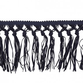 FAUX SUEDE HAND KNOTTED FRINGE 150MM - BLUE