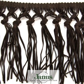 FAUX SUEDE HAND KNOTTED FRINGE 150MM - BROWN