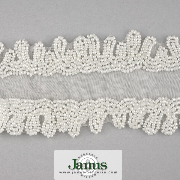 BEADS FOLD OVER TRIMMING 60MM - WHITE