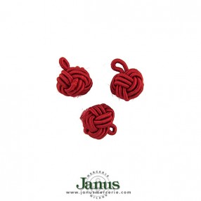 HAND BRAIDED KNOT BUTTON RED 12MM
