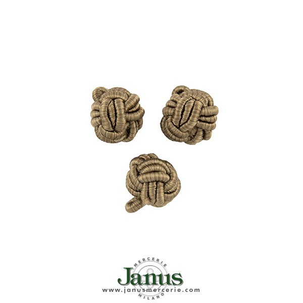 HAND BRAIDED KNOT BUTTON BROWN 12MM