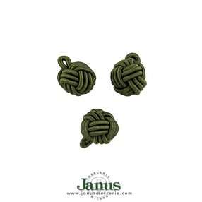 HAND BRAIDED KNOT BUTTON OLIVE GREEN 12MM
