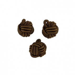 HAND BRAIDED KNOT BUTTON BROWN  12MM