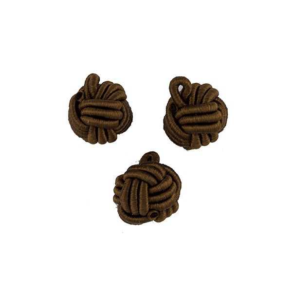 HAND BRAIDED KNOT BUTTON BROWN  12MM